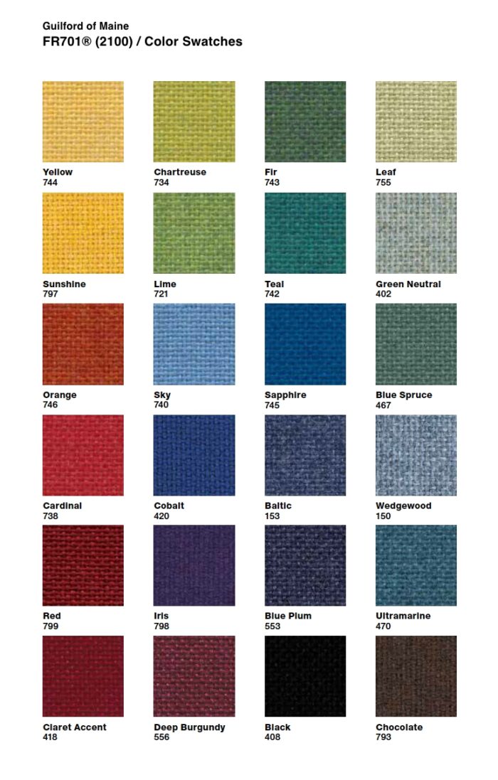 Guilford of Maine FR701® (2100) / Color Swatches